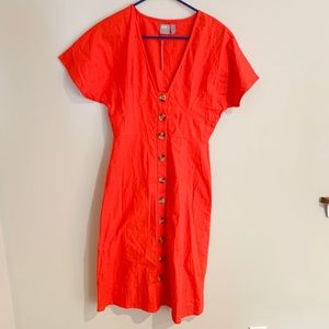 Red button down dress